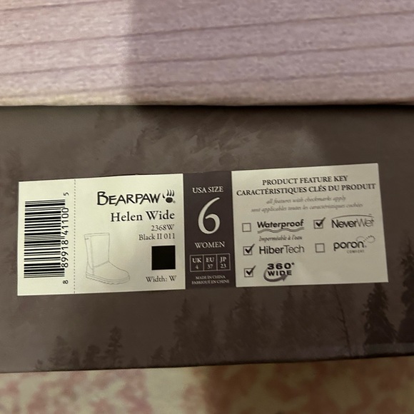 Bear Paw Boots, black, Helen wide, new in box - Picture 6 of 6